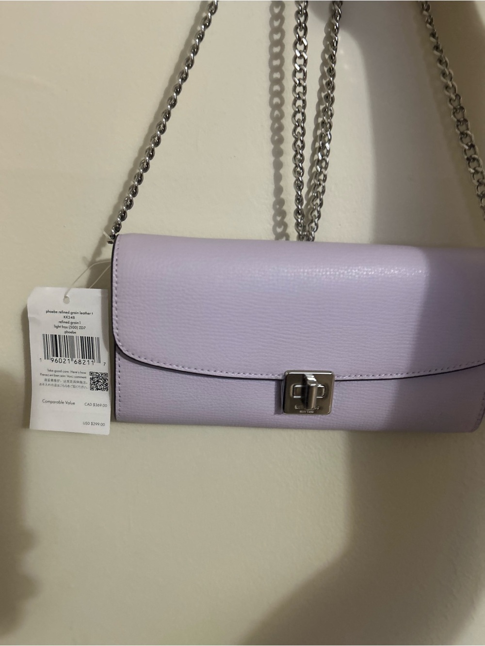 Kate Spade Lilac Leather Crossbody Bag with Chain  Strap
